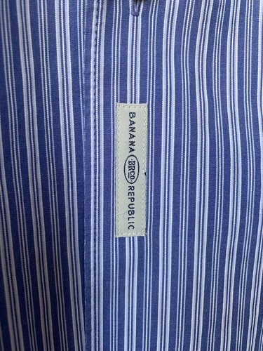 Camisa de popelina de algodón vintage Banana Republic para hombre a rayas azules, mediana - Imagen 7 de 8