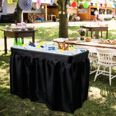 4 FT Folding Ice Bin Table Outdoor Ice Cooler Table w/Matching Skirt Party BBQ
