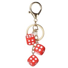 Lucky Dice Keychain Charm, Resin Dice Keyring with 3 Pendants, Red
