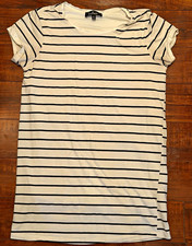 Lulus White Black Striped T-Shirt Dress Scoop l Short Sleeve Short Size M