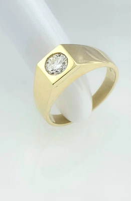 Massiver Brillantring Herrenring Gold 585 * Brillant 0.65 ct. * 7,9 g * Solitär - Bild 1 von 4