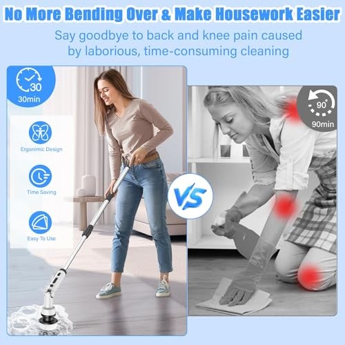 Spin Brush for Cleaning Bathroom, Cordless Cleaning Brush with 9 Replaceable - Picture 4 of 7