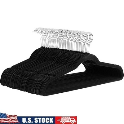 50 Velvet Non-Slip Suit Hangers Slim Space Saving Durable Clothes Organizer New