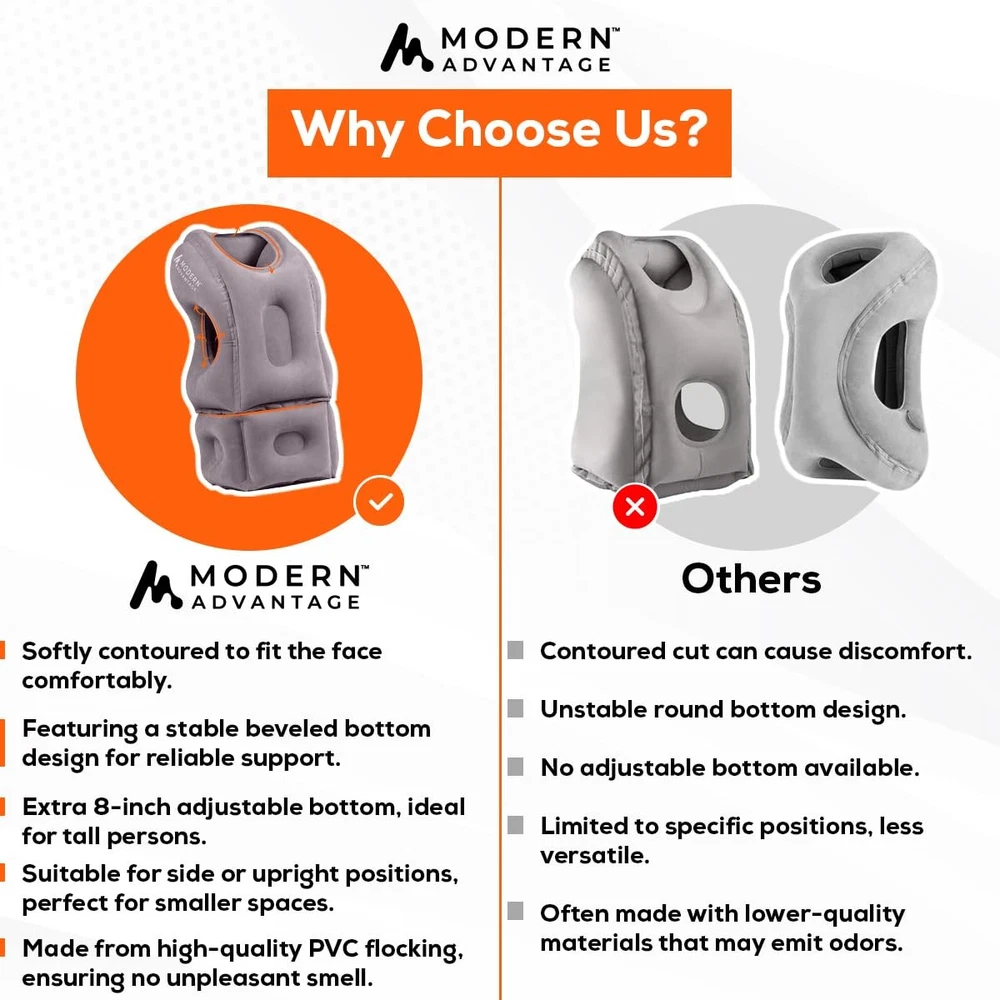 Adjustable Inflatable Travel Pillow for Airplanes with Extra Neck Support