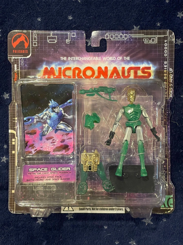 PLANEADOR ESPACIAL VERDE MICRONAUTAS METAL FUNDIDO A PRESIÓN PALISADES 2002 VINTAGE SIN USAR, EN CAJA/Completo Foto 3 de 4