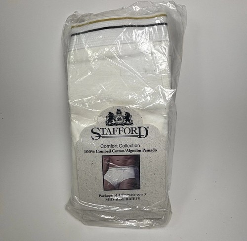 Stafford MidRise Slips XL 3er Pack Weiß Baumwolle Unterwäsche Comfort Collection Neu aus altem Lagerbestand
