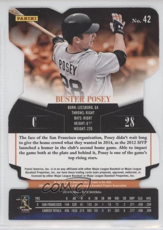2014 Panini Donruss Elite Status Die-Cut /28 Buster Posey #42 - Image 2 of 2