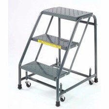 Perforated 16""W 3 Step Steel Rolling Ladder 10""D Top Step - 318P Ballymore Co