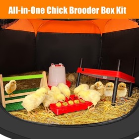 6-in-1 Chick Brooder Kit - Heating Plate, Baby Chicken Pen, Feeder, Waterer, Nes