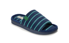 Dearfoams Men's Slip-On Cozy Comfort Gel Infused Blue Slide Slippers: L-XL