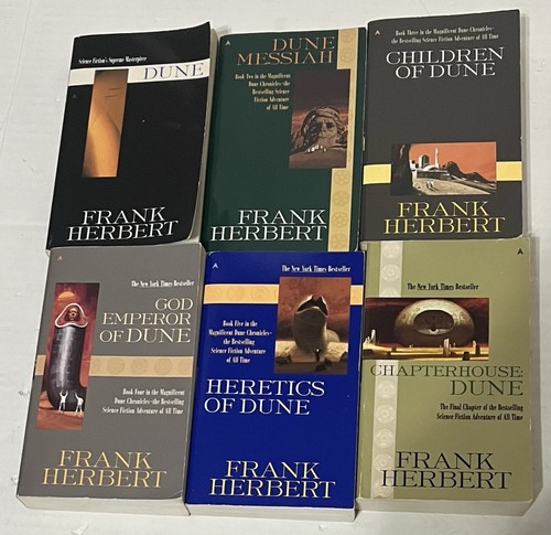 Kompletter Dune Serie Satz von Frank Herbert (1-6 Bücher Massenmarkt Taschenbuch) Vintage