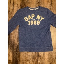 Gap Kids Boys XXL 14-16 Blue Heather GAP NY 1969 Graphic Crewneck Sweatshirt