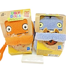 2 Ugly Doll Clip Wage Orange Babo Gray Plush 4 inch with Backpack Bag Clip NEW