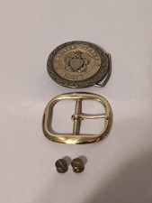 VINTAGE 1978 BBB BARON SOLID BRASS UNITED STATES NAVY BELT BUCKLE Set Must See