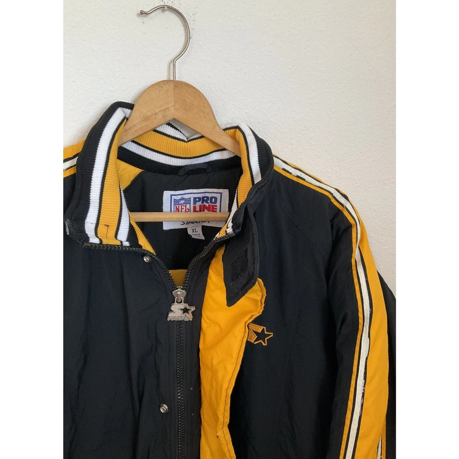 Vintage 90s Starter Pro Line Pittsburgh Steelers Puffer Jacket Big Logo NFL XL image 13