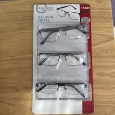 Design Optics F. G. Full Frame Metal Fashion Reading Glasses 3.00 3Pk OPEN BOX