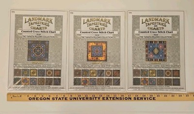 LOT OF 3 Landmark Tapestries & Charts TAPASTA PILLOWS COLLECTION Cross Stitch 