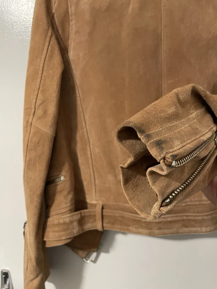 Ena Pelly New Yorker Biker Suede Leather Jacket Camel Size XS - image 3 of 4