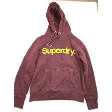 Superdry Sweatshirt Spellout Hoodie Maroon Women's Size 8 EUC W2010381A