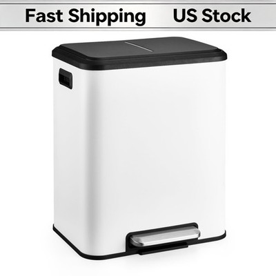 Recycling Kitchen Bin 2 Compartments 15L Pedal Softclose Inner Bucket Waste