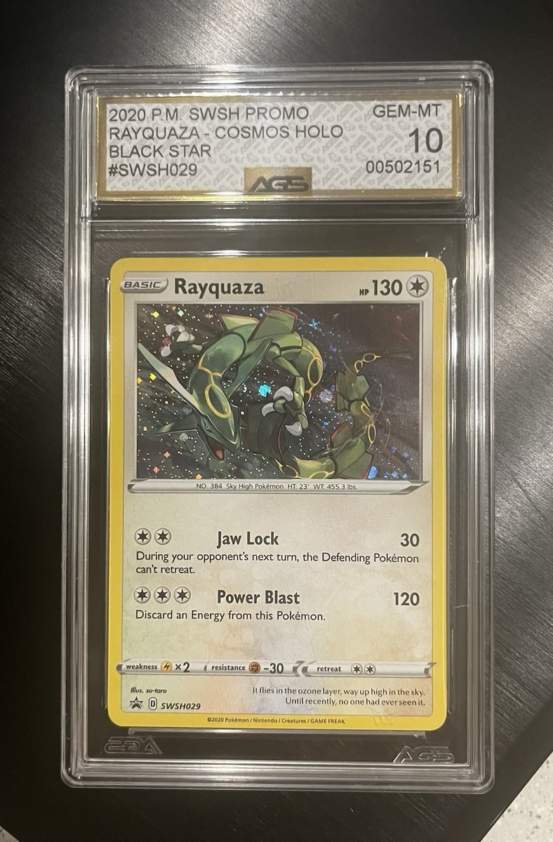 Pokémon Rayquaza SWSH029 Black Star Promo Cosmos Holo AGS 10 Sword