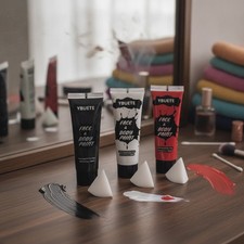 Cream Face Body Paint Set 3 Color White Black Red for Halloween Cosplay Party
