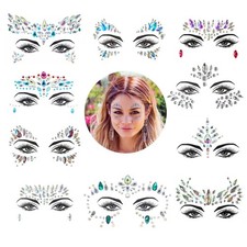 Face Gems, 10 Sets Mermaid Jewels Festival Medium, Multicolor, Bright