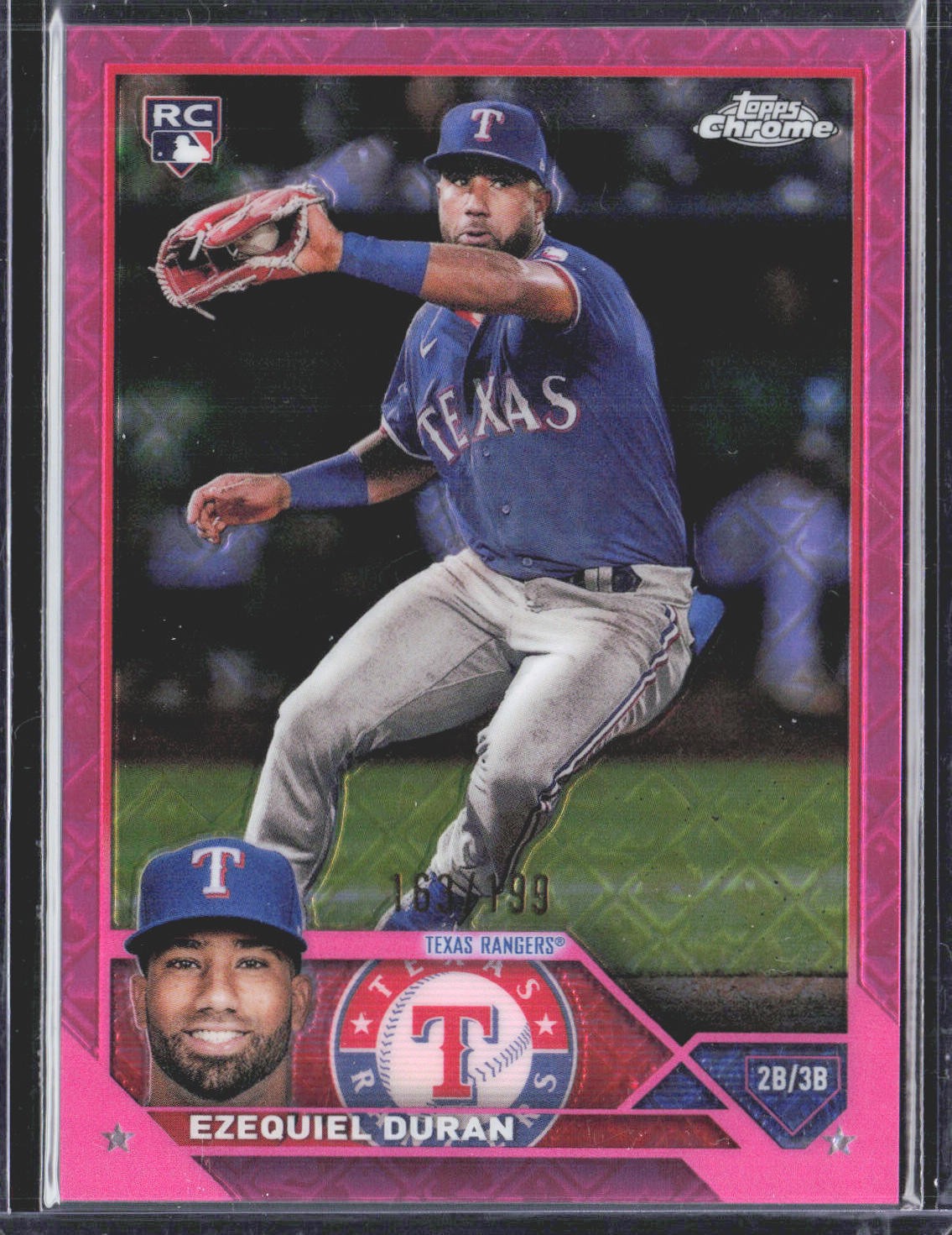 Ezequiel Duran 2023 Topps Chrome Logofractor Edition Pink Refractor SN,RC #/199