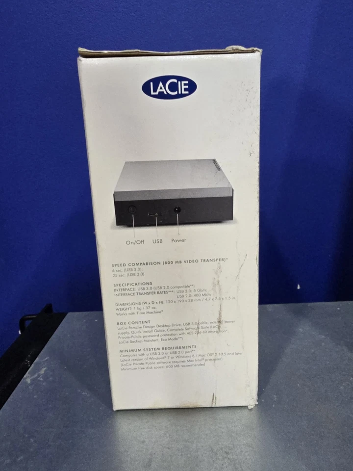 LaCie 3TB, Porsche Design External Desktop Drive, USB 3.0, BNIB - Image 2 of 3