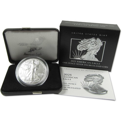 #ad 2025 W American Silver Eagle Uncirculated Bullion Burnished OGP COA $124.99
