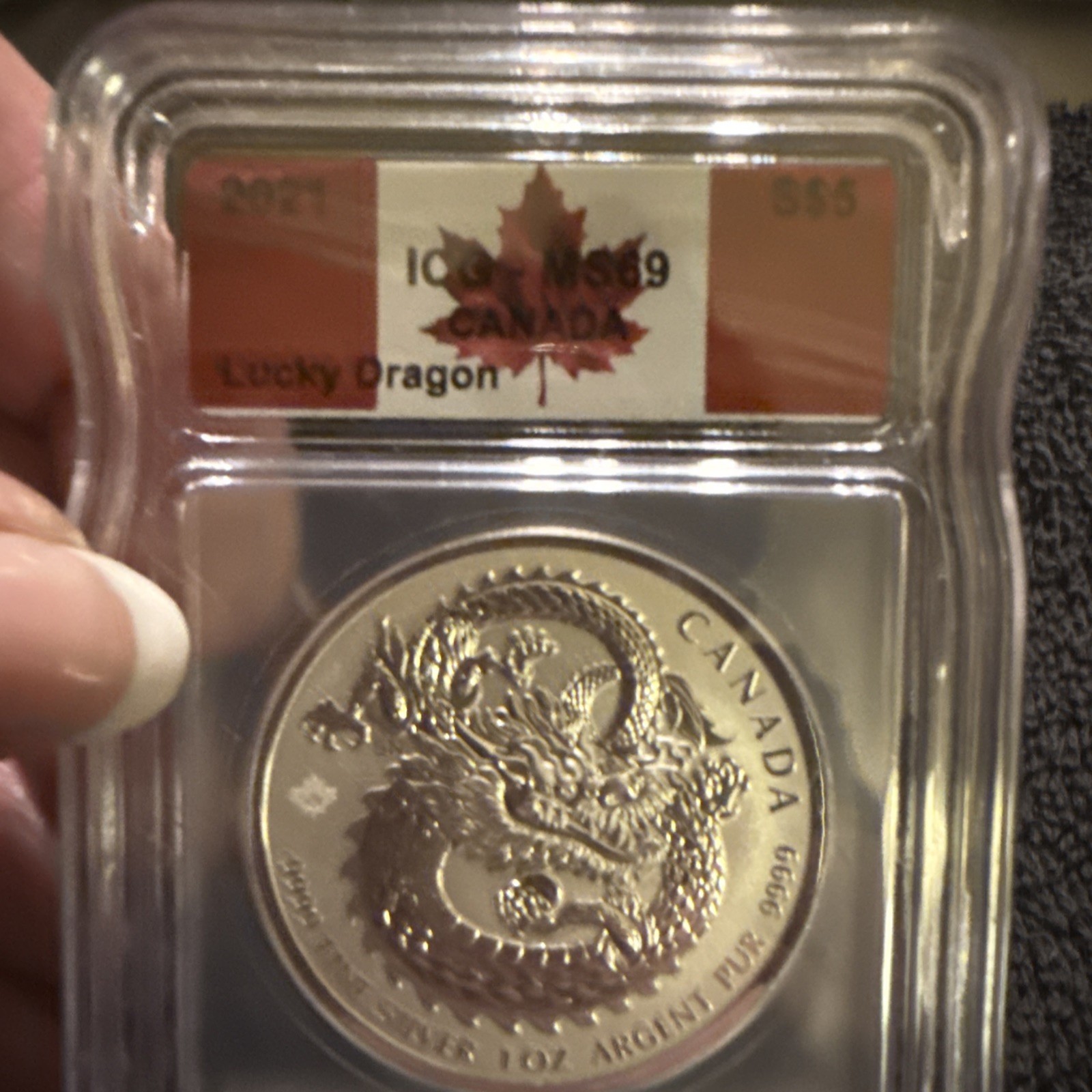 🔥Royal Canadian Mint 2021 Lucky Dragon $5 1oz .9999 Silver ICG MS69💯