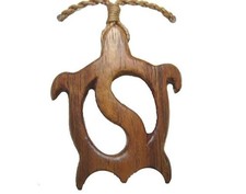 40MM SOLID ACACIA KOA WOOD HAWAIIAN YINYANG TAIJITU HONU TURTLE PENDANT NECKLACE