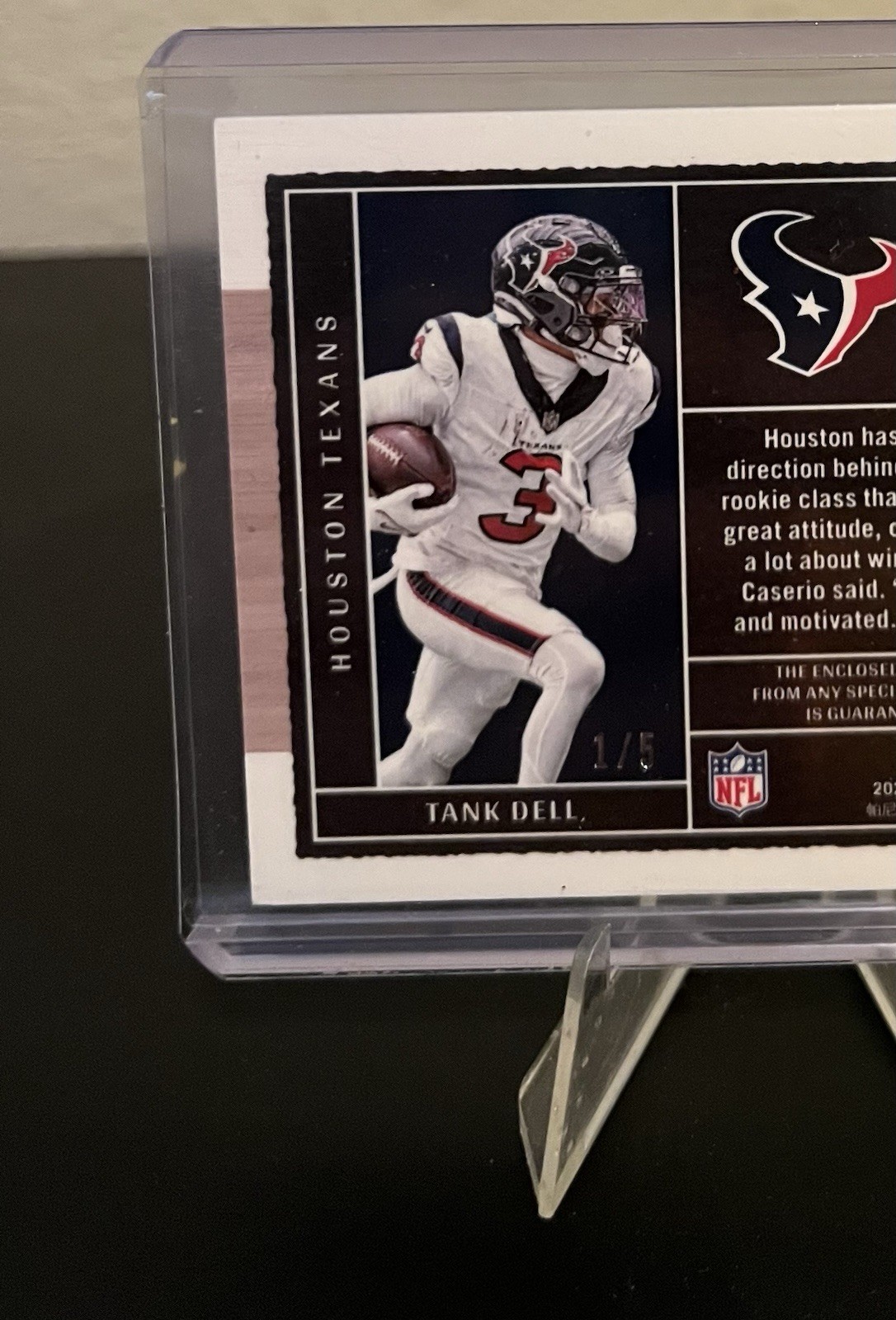 2023 Panini One Tank Dell Rookie /5 NUMBERED TEXANS RC PATCH AUTO RPA view 5