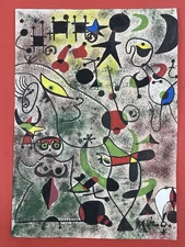 Joan Miro (Handmade) Drawing mixed media on paper signed & stamped