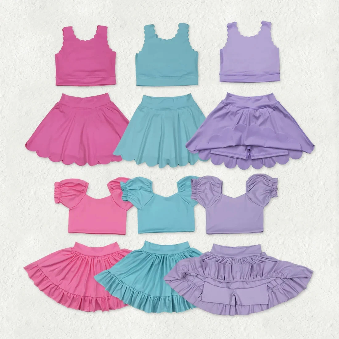 Sibling Toddler Girls Active Yoga Clothing Solid Color Short Crop Top Skort Set
Opens in a new windo