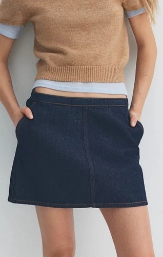 Divided by H&M Dark Wash Denim A Line Mini Skirt Size US 0 NWT