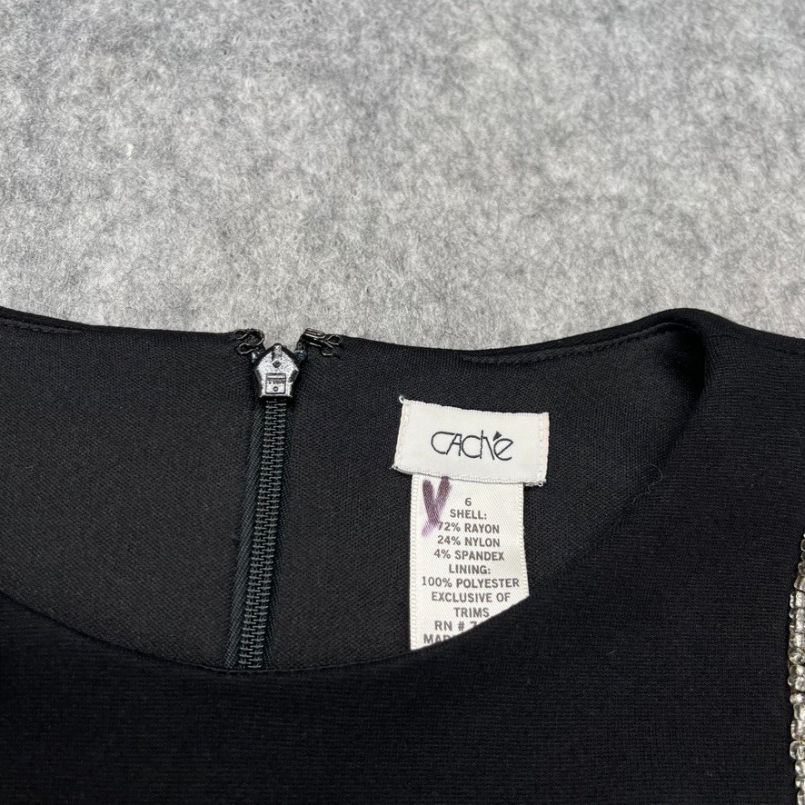 Vintage Cache Solid Black Knit Beaded Embellished… - image 5