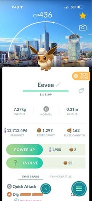 Pokémon Go Eevee Screenshot CP436 Stardust Candy Moves Android iOS Multiplayer