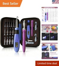 Versatile Crochet Hook with LED, Counter  18 Adjustable Sizes in Purple