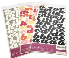 American Crafts SIXTH AVENUE KENNEDY Large Alphabeth & Numbers Sticker Sheet Lot