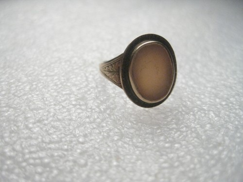 Vintage Art Deco 14kt Gold Muschel Siegelring, gravierte Seiten, Lünettenfassung, Gr. 5,5 - Bild 1 von 9