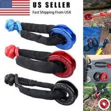 Heavy Duty Recovery Ring Snatch Block Pulley w/ Soft Shackle Tow Winch Rope