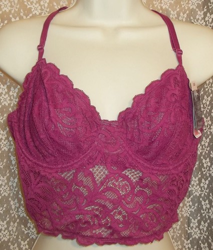 Sujetador/bralette con aros Saki 36D Berry semi transparente Longline encaje espalda nuevo con etiquetas - Imagen 7 de 7