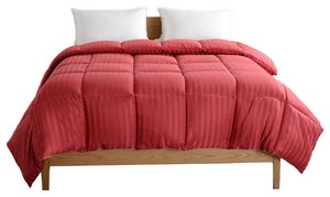 Soft Down Alternative Comforter 200 Gsm All Sizes Burgundy Striped