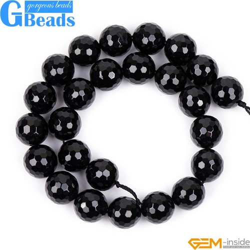 Black Agate Beads Onyx Natural Gemstone Faceted Round Spacer Beads 15" 6mm 8mm - Picture 14 of 61