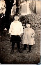 RPPC Postcard Photograph Two Sisters Pose Outdoors Dresses c.1904-1918     23132