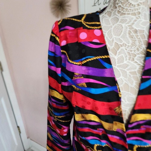 LKNW Vintage Maggy London Colorful Blazer Jacket 100 silk lined 14 - Picture 6 of 8