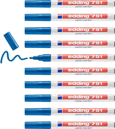 Edding 751 Lackmarker - Blau - 10 Stifte - Rundspitze 1-2 Mm - Lackstift Zur Mar