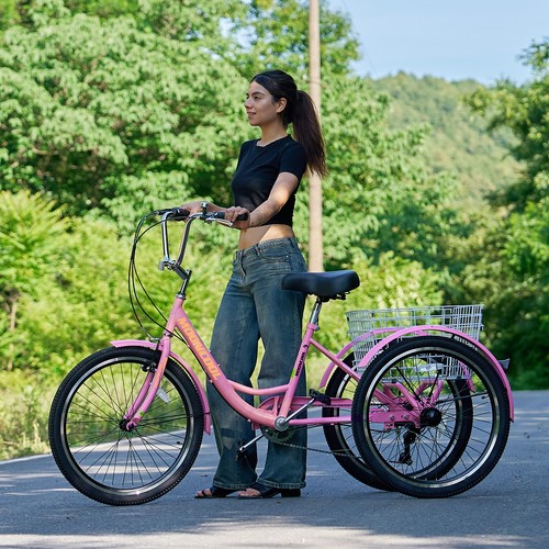 MOONCOOL Adult Tricycles 7 Speed 20/24/26 inch Three Wheel Bike Cruiser Trike - Picture 63 of 151