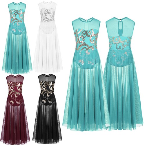 Costume vestito danza latina balletto bambina body lirico maxi gonna danza - Foto 3 di 56